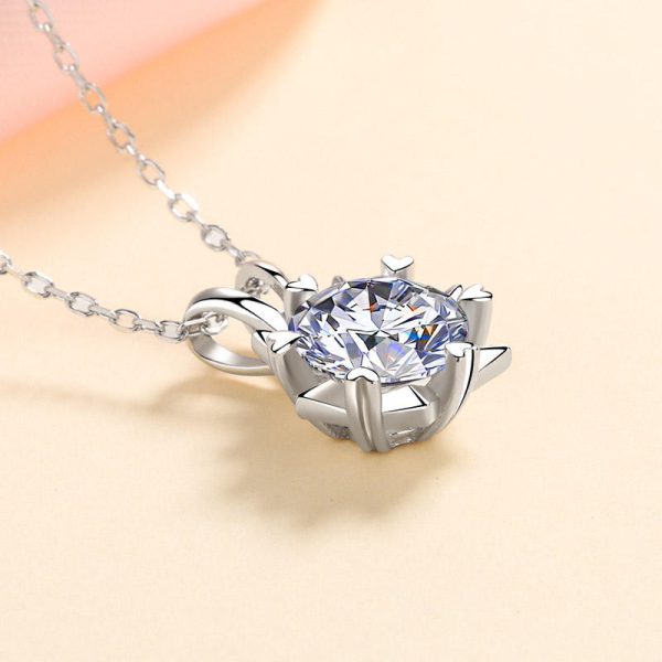 AZ388-X 925 Sterling Silver 1 Carat Moissanite Romantic Snowflake Pendant Necklace Clavicle Chain Women Girls Birthday Anniversary - Image 5