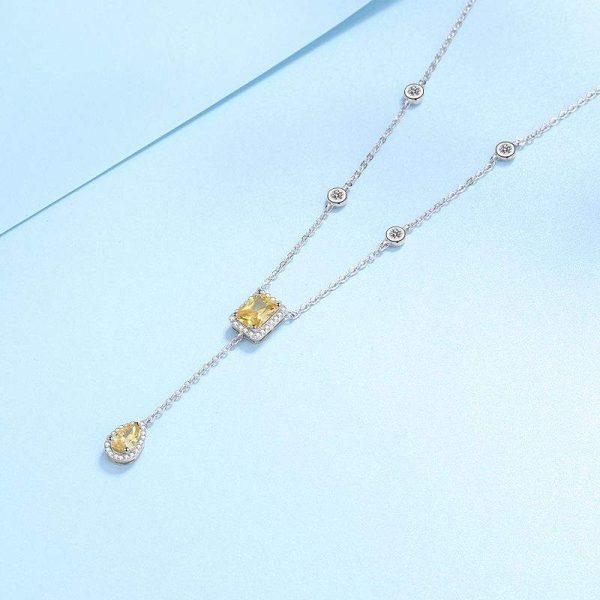 AZ389-X New 925 Sterling Silver Women Simulated Diamond Necklace Moissanite Pendant Necklace Wholesale Fine Jewelry Ins Style - Image 4
