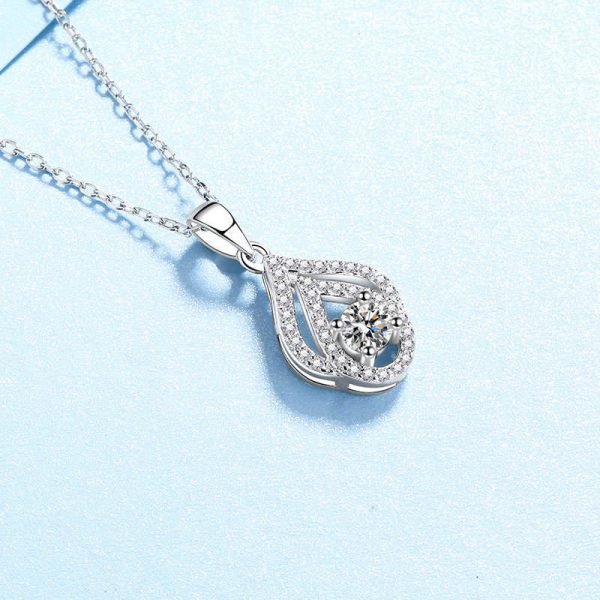 AZ716-X Fashion Trendy Luxury Classic Moissanite Hollow Waterdrop Necklaces For Women 925 Silver Party Charms Jewelry Gift - Image 3