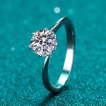 AZ148-J Never Fade Luxury Classic 18K White Gold Color Ring Solitaire 1 Carat Zirconia Diamant Wedding Band Women Jewelry Accessories - Image 5