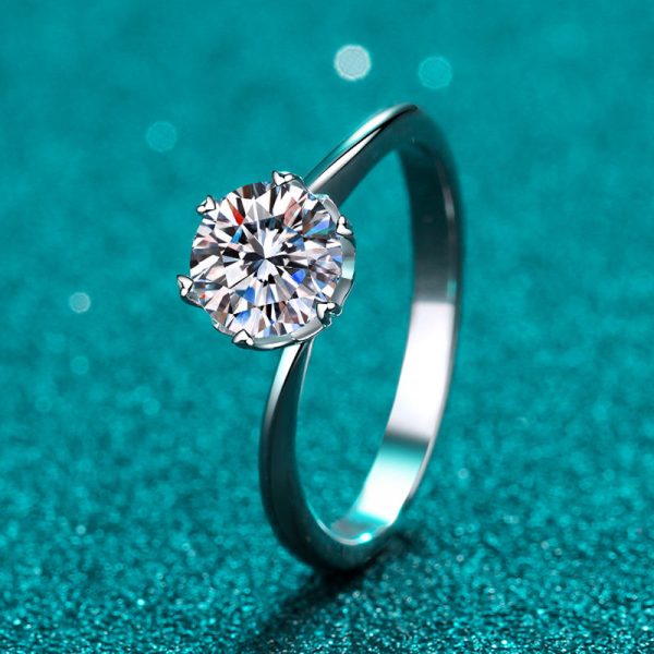 AZ148-J Never Fade Luxury Classic 18K White Gold Color Ring Solitaire 1 Carat Zirconia Diamant Wedding Band Women Jewelry Accessories - Image 5
