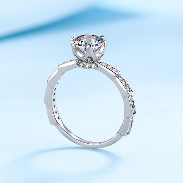 AZ156-J Fine Jewelry PT950 Platinum Rings for Women Engagement Moissanite Diamond 0.5/1/2Carat Girlfriend Birthday Gift Wedding Band - Image 3