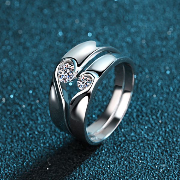 AZ161-J 925 Sterling Silver Ring Heart Open adjustable Engagement For Women Wedding Fashion Jewelry Party Gifts - Image 3