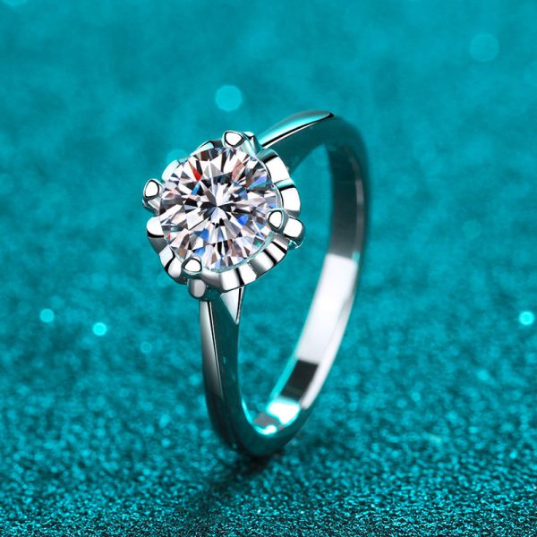 AZ215-J Moissanite  Engagement Ring Open Ring Men and Women Models Pair Ring Classic Six-claw Couple Pair Ring - Image 5