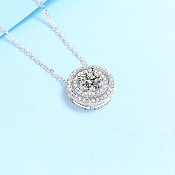 AZ735-X Brilliant Girl 18K White Gold Necklaces Women Birthday Gift 0.5/1/2ct Moissanite Diamond Pendant Wedding Girlfriend Fine Jewelry - Image 3