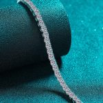 AZ755-X Rhodium Plated 4/3mm All Moissanite Tennis Necklace for Women Simulated Diamond Party Jewelry 925 Sterling Silver Pendant - Image 3