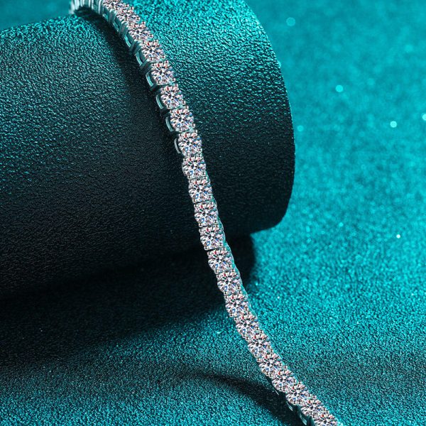 AZ755-X Rhodium Plated 4/3mm All Moissanite Tennis Necklace for Women Simulated Diamond Party Jewelry 925 Sterling Silver Pendant - Image 3