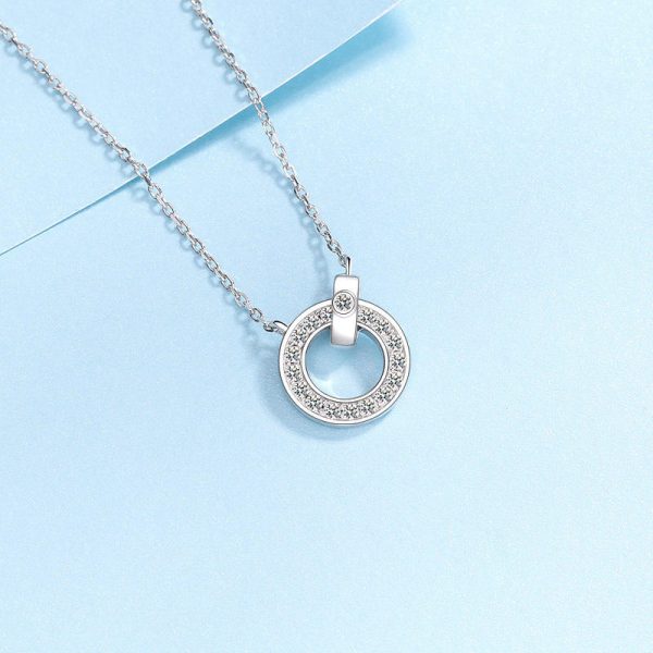 AZ756-X 18K White Gold Platinum PT950 0.45ct Moissanite Pendant for Women High Polished Fine Jewelry - Image 3