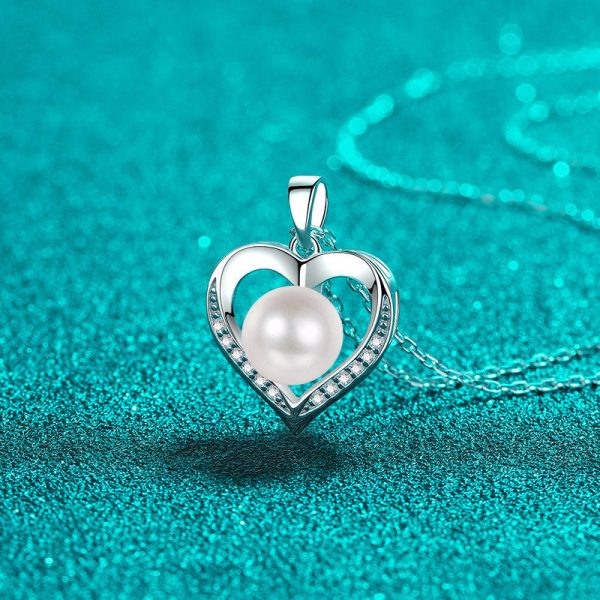 AZ767-X S925 Sterling Silver Natural 9mm Pearl Necklace Set with Moissanite Collar Chain Women - Image 4