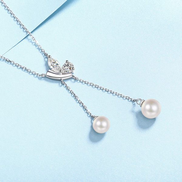 AZ791-X Lefei Fashion Luxury Classic Moissanite Diamond-set Pearl Tassel Butterfly Necklaces Women 925 Silver Party Jewelry Gift - Image 3