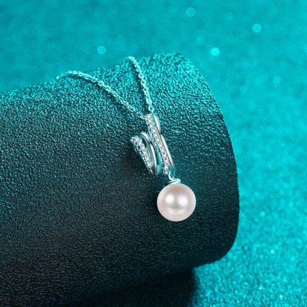 AZ844-X Fashion Luxury Classic Moissanite Diamond-set Pearl Design Circle Necklace For Women 925 Silver Party Jewelry Gift - Image 3