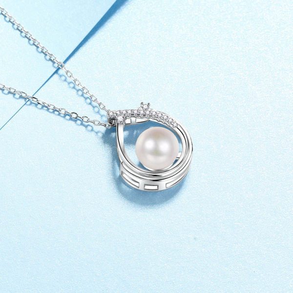 AZ846-X S925 Sterling Silver Moissanite 9mm Pearl Necklace Fashion Commuter Collar Chain Fo Women - Image 3