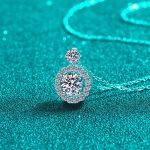 AZ870-X .5CT Moissanite Round Bun Pendant Necklace S925 Sterling Silver Office Chic Minimalist Daily Wear GBA Certified Free Gift Box - Image 4