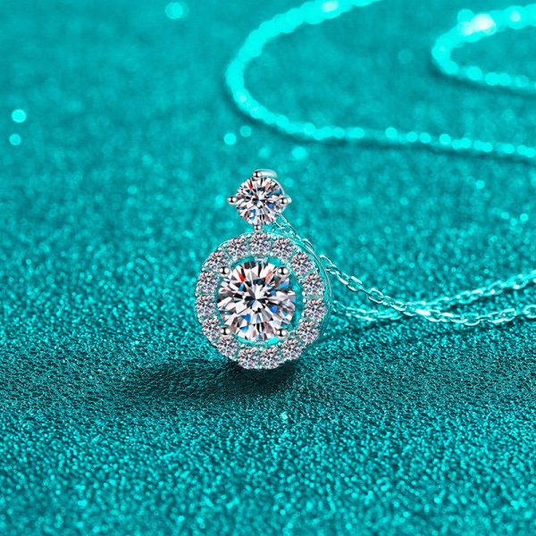 AZ870-X .5CT Moissanite Round Bun Pendant Necklace S925 Sterling Silver Office Chic Minimalist Daily Wear GBA Certified Free Gift Box - Image 4