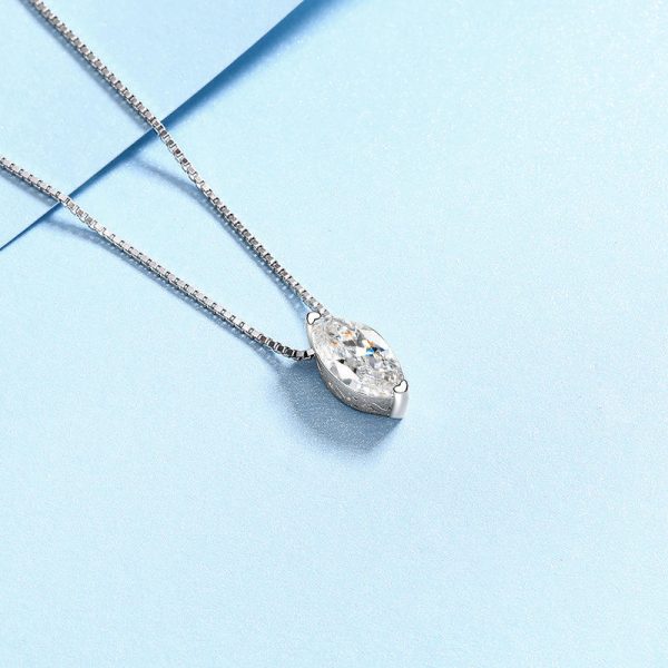 AZ878-X 1CT Marquise Cut Moissanite Necklace for Women Box Chain 5*10mm Stone S925 Sterling Silver Pendant Lab Diamond Jewelry - Image 3