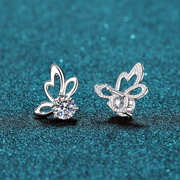 AZ044-E Ribbon Bowknot Tie Moissanite Stud Earrings 925 Sterling Silver 1CT Square Lab Diamond Fine Jewelry For Women Girl Birthday Gift - Image 4
