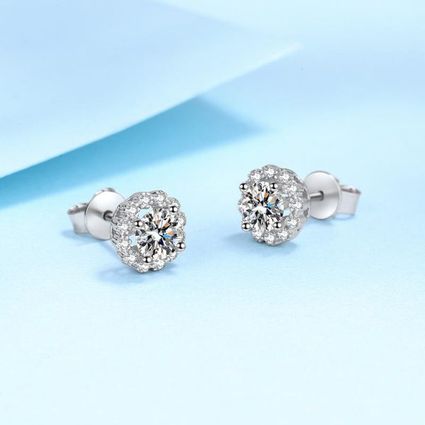 AZ053-E Fine Jewelry Girl 18K White Gold Earplug Stud Earrings for Women Wedding Moissanite Diamond 1ct D Color Daughter Birthday Gift - Image 3