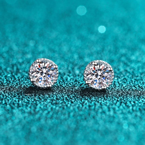 AZ162-E  0.6 Ct S925 Silver Four-Claw Hoop Earrings GBA Certified Bridal Jewelry Free Gift Box Elegant Simple Wedding Gift for Women - Image 4