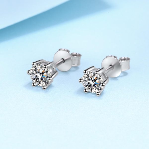 AZ177-E 1CT 100% Real Moissanite Studs Earrings Pass Diamond tester 925 Silver Platinum Plated Zircon Bride Wedding Gemstone Earrings - Image 3