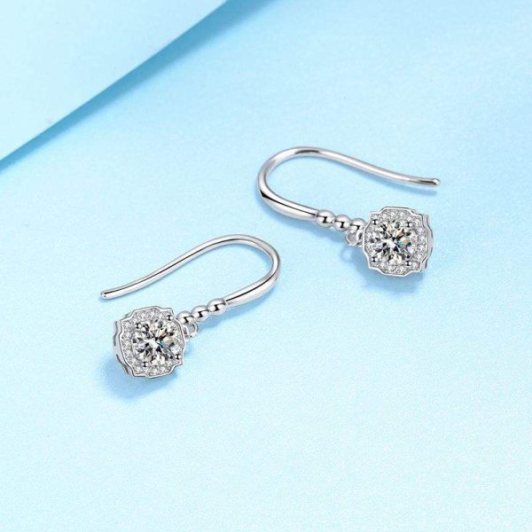 AZ180-E Fashionable Ladies Moissanite Earrings Silver Jewelry Cute Tiny Clear Moissanite Drop Earrings Gift for Girls - Image 3