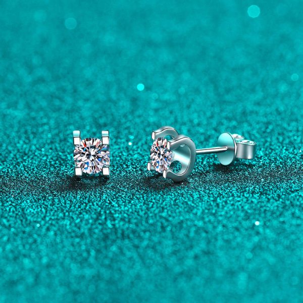 AZ204-E GRA Certified Classic Earrings Manufacturer Customized S925 Sterling Silver Round Cut Moissanite Women Earrings - Image 3