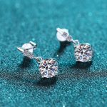 AZ300-E 1carat 2CT Round Moissanite Earrings For Women 925 Sterling Silver Ear-Drops Luxury Fine Jewelry Pass Diamond Tester - Image 3