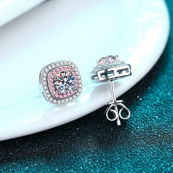 AZ407-E Girlfriend Birthday Gift 18K White Gold Stud Earrings 0.5ct Square Arond Cut Moissanite Diamond Women Wedding Party Fine Jewelry - Image 4