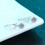 AZ428-E 925 silver moissanite earrings fashionable flower style shining gorgeous jewelry gift suitable for wedding mother's day - Image 3