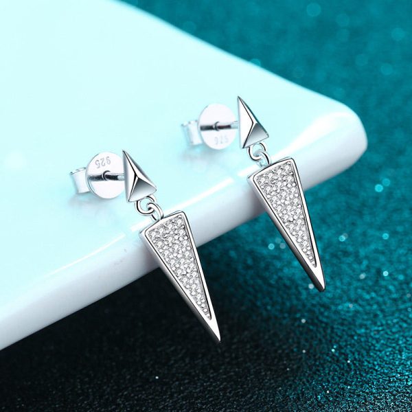 AZ429-E 0.19 ct Moissanite S925 Silver Stud Earrings for Women Plated Pt950 Triangular Full Inlay Lover Gift Ear Studs Jewelry Wholesale - Image 4