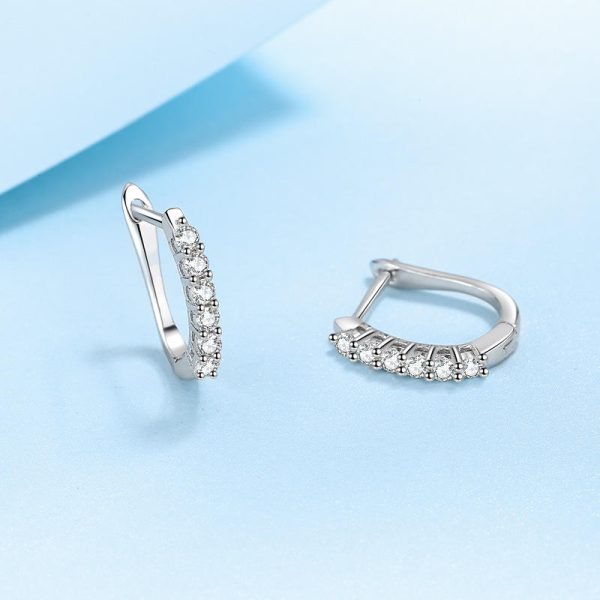 AZ432-E S925 Sterling Silver Earrings Plated with PT950 High grade Precision Drilled Moissanite Earrings D Color Moissanite Earrings - Image 3