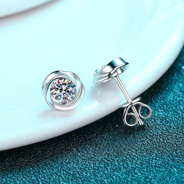 AZ446-E 18K gold women's whirlwind earrings 30 minutes and 50 minutes with moissanite earrings, high-end plated PT950 platinum - Image 4