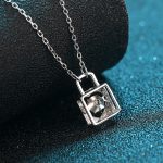 AZ118-X S925 Sterling Silver Moissanite Necklace, Women's Lock, Dynamic Pendant, Collarbone Chain, Jewelry Accessories - Image 4