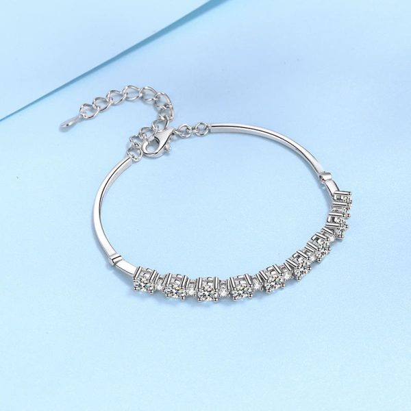 AZ376-S  Women Bracelet S925 Sterling Silver Row Diamond Bracelet 9 Stones D Color Moissanous Hand Chain Wedding Party Jewelry - Image 3