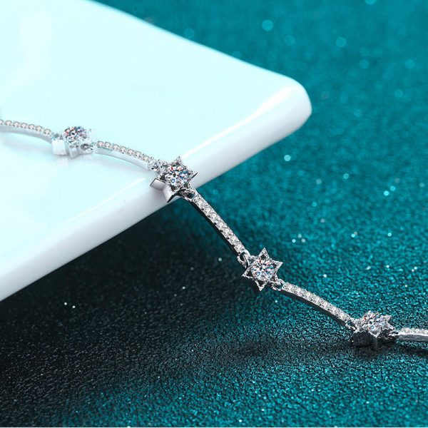 AZ430-S Moissanite Diamond Bracelet Platinum Plating Sterling Silver Ten Stars Charms Bracelet Promise Gift For Women Girls Fine Jewelry - Image 3