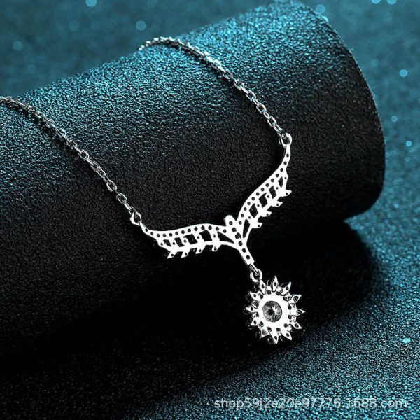AZ032-X Fashion luxury 0.5 CT Classic Moissanite Angle Wing Sunflower Necklace Women s925 Sterling Silver Party Jewelry - Image 4