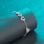 AZ629-S Fashion Fine Luxury Classic 1ct Moissanite Letter I LOVE YOU Heart Bracelets For Women s925 Silver Wedding Jewelry - Image 3