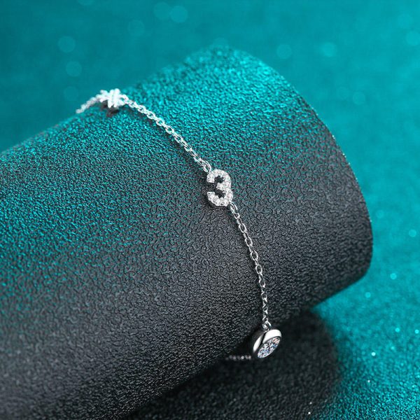 AZ630-S Fashion Fine Luxury Classic 0.5ct Moissanite Letter Number 30 Bracelets For Women s925 Silver Wedding Jewelry Gfit - Image 4