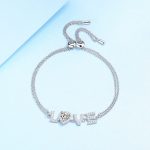 AZ631-S Fashion Luxury Classic 1 Ct Moissanite Double Chain Letter Love Heart Bracelet For Women s925 Silver Party Jewelry - Image 3