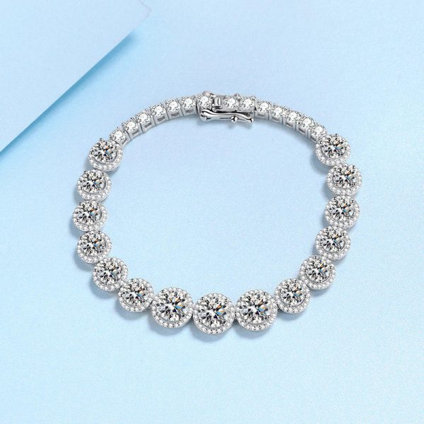 AZ670-S  D Color Moissanite Tennis Bracelet 925 Sterling Silver with White Gold Plated Shiny Bracelets Chian for Women with GRA - Image 3