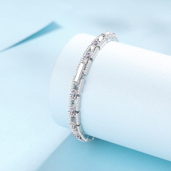 AZ717-S 3.5ct GBA Certified S925 Pure Silver Plated PT950 Gold Cluster Setting Moissanite Bracelet Luxury Premium Women Free Gift Box - Image 3
