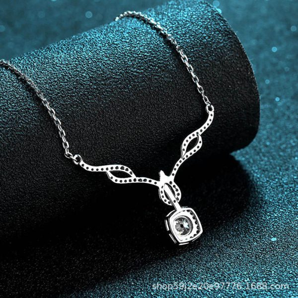 AZ036-X Butterflykiss 0.8 Carat Moissanite Necklace For Women Sparkling Diamond Pendant Solid Silver 925 Jewellery Luxury Party Jewelry - Image 3