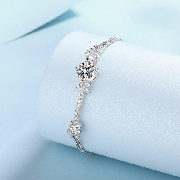 AZ802-S 2Ct Moissanite Dual Chain Toggle Design Bracelet S925 Pure Silver for Women Free Gift Box Exquisite Outfit Shines Brightly - Image 3
