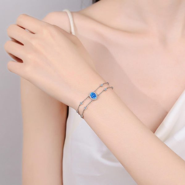AZ920-S Luxury 1ct Moissanite Bracelet 18k White Gold & Platinum PT950 Shimmering Stylish Women's Wedding Fine Jewelry Sparkling Gift - Image 3