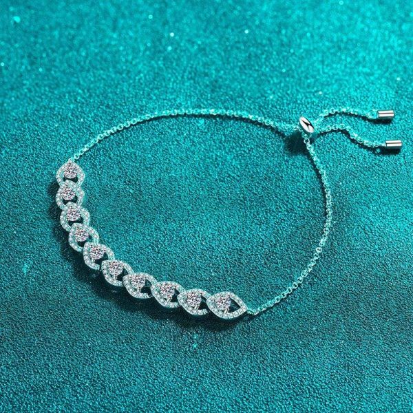 AZ921-S Brilliant 1ct Moissanite Personalized Bracelet for Women, Classic PT950 Platinum Stretch Adjustable Luxury Designer Fine Jewelry - Image 3