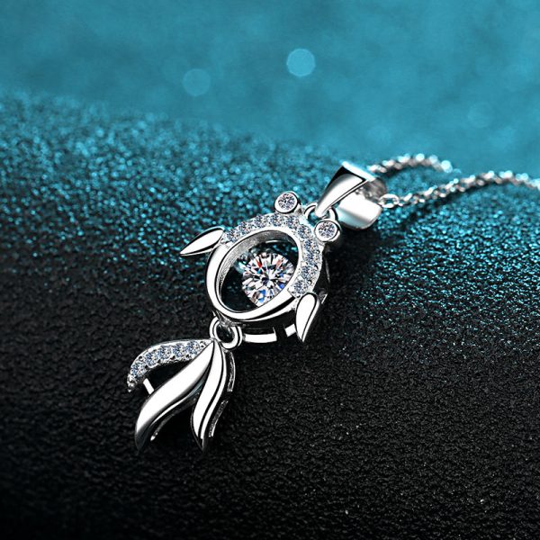 AZ203-X Platinum PT950 18K White Gold 0.3ct Moissanite Fish Necklace Pendant for Women Anniversary Gift Idea Jewelry - Image 4