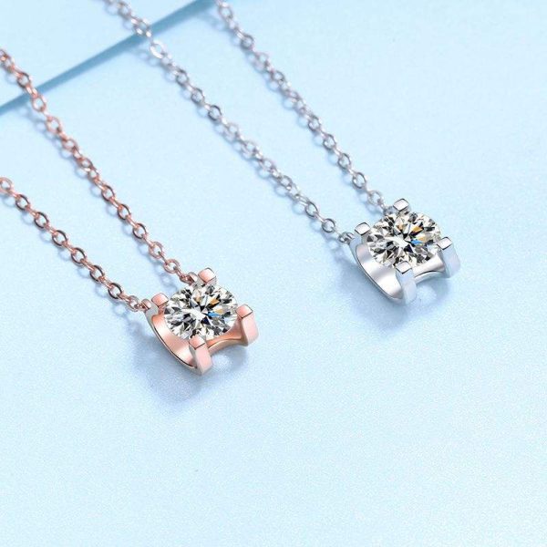 AZ204-X Luxury GRA 0.5/1/2CT D Color Shiny Moissanite Diamond Pendant Chain for Women PT950 Platinum Necklace Engagement Fine Jewelry - Image 3