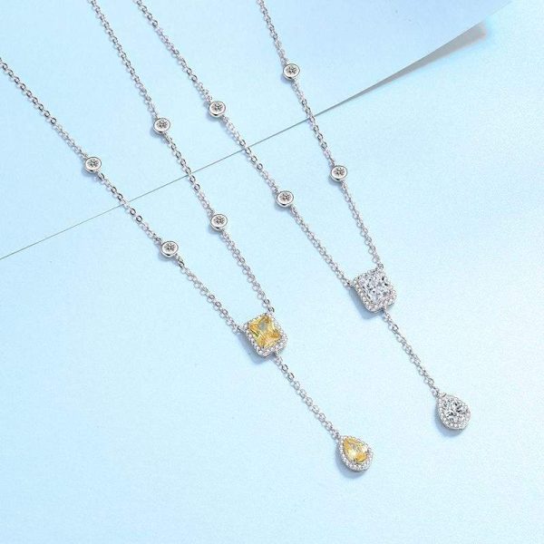 AZ389-X New 925 Sterling Silver Women Simulated Diamond Necklace Moissanite Pendant Necklace Wholesale Fine Jewelry Ins Style - Image 3