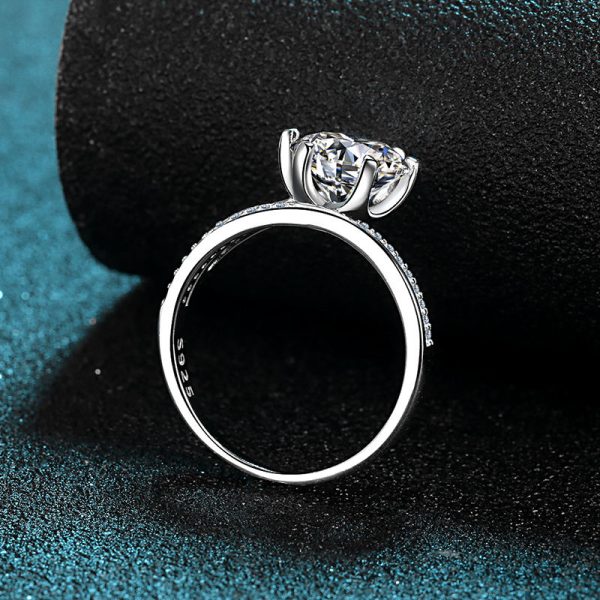 AZ109-J  Original 3CT Shiny Moissanite Diamond Round Rings for Women Real 925 Sterling Silver Wedding Luxury Elegant Fine Jewelry - Image 3