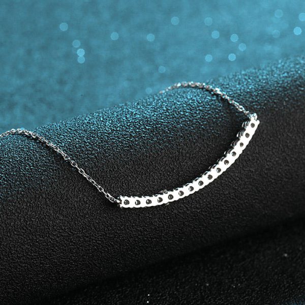 AZ055-X Flawless 18K White Gold Chain Wedding Fine Jewelry Certified Moissanite Diamond Simple Smile Necklace for Women Birthday Gift - Image 4