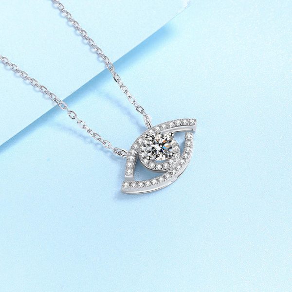 AZ469-X MoisaLuxe Official Store GRA Moissanite Sterling 925 Silver Pendant Necklace Clavicle Chain Evil's Eye Demon Jewelry Gift - Image 3